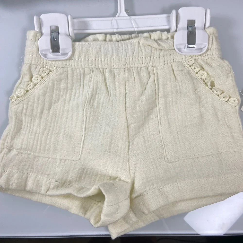 7 For All Mankind Baby Floral Jacket/Shirt/Shorts Set 12M Marshmallow Crème NEW‎
